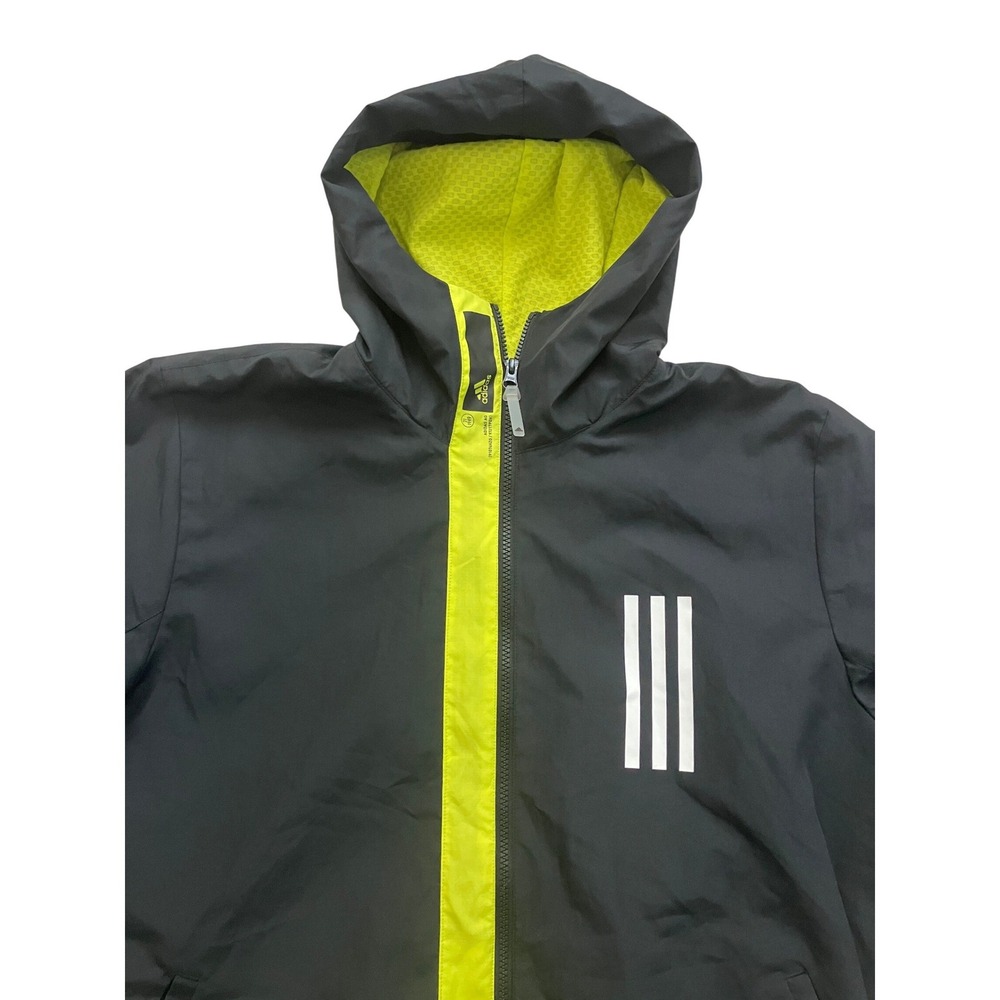 Adidas Primeblue Mens Large Black Neon Yellow Fleece‎ Lined Hooded Jacket L NWOT - Picture 13 of 13